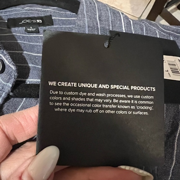 Joe's Jeans Cooper Collection Linen Pinstripe Long Sleeve Button Down Men L NWT - Picture 5 of 10